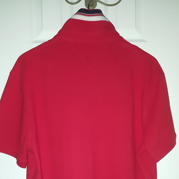 Men's Red Tommy Hilfiger Slim Fit Polo Shirt in XL - Picture 6 of 8